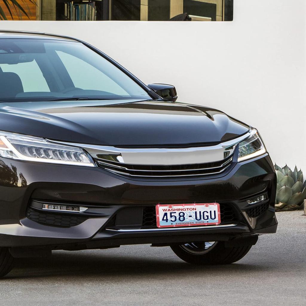 SHARE&CARE Bling License Plate Frame, Crystal License Plate Cover, Car License Plate Holder With Rhinestone Crystal Diamond Screw Set - 1 Pack