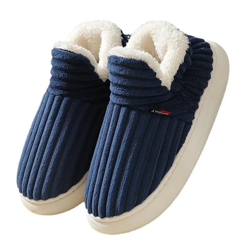 Boots Men Winter Fashion Plush Warm Winter Ankle Furry Home Indoor Soft Sole Plush  Cotton Shoes Women Non-slip Platform Boots