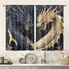 2pcs Black & Gold Dragon Print Curtains – Art Deco Style   Light Filtering & Fade Resistant for Bedroom   Living Room & Office