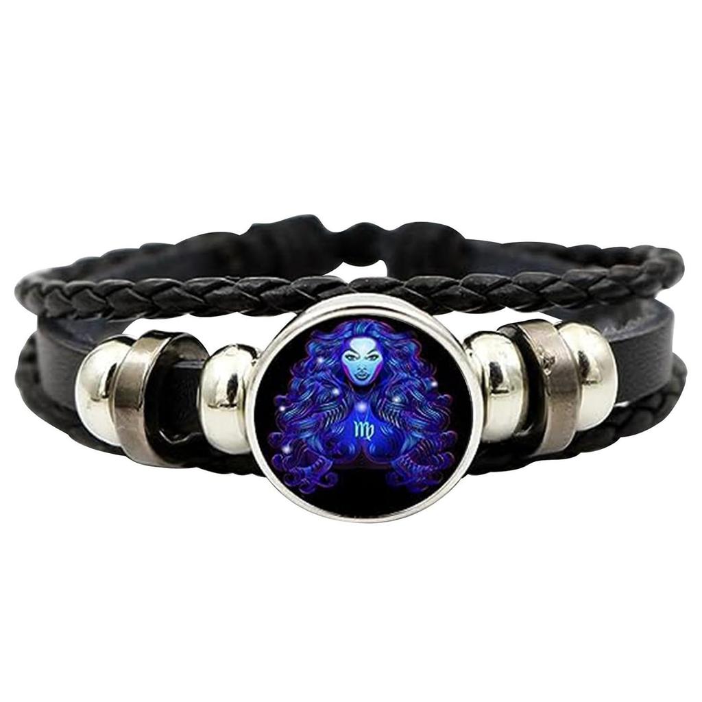 Homkilkn Constellation Bracelet - Rope List Band Braided Zodiac Spirit Leather Unisex Adults
