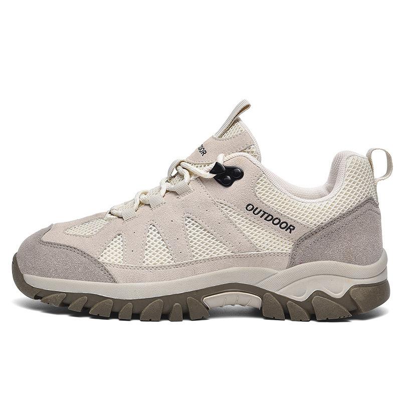 Mesh breathable outdoor mountaineering sneakers large size cowhide velvet mesh shoes men's and women's wear-resistant fashion running shoes