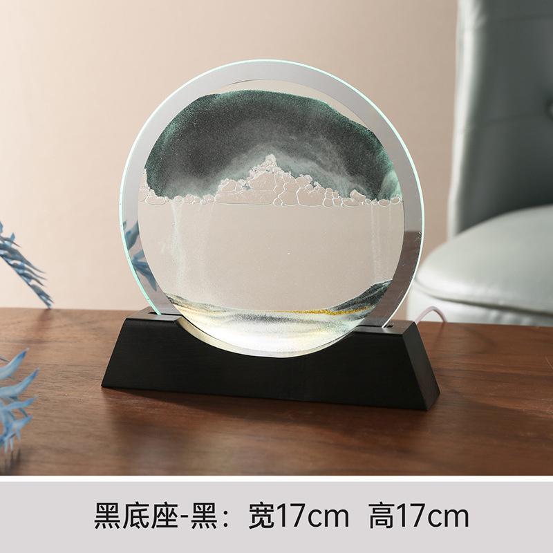 Beweglicher Sand Nachtlichter 3d Sanduhr Treibsand Leuchtendes Ornament Glas Sandlandschaft Handwerk Fließende Malerei Lampen Heimdeko Geschenk