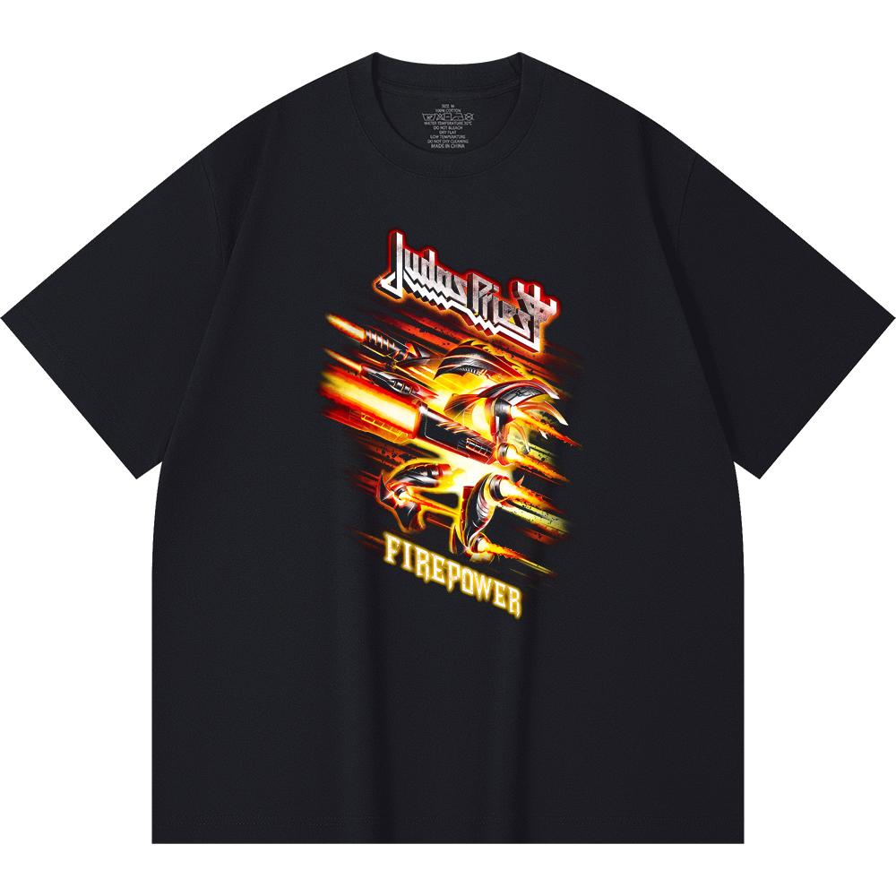 230 g/m² 100% Baumwolle Heavy Metal T-Shirt Rockband Beliebte Musik Druck Unisex Schweres Baumwoll-T-Shirt