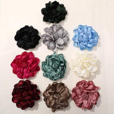 Korean Retro Satin Rose DIY Hair Accessories & Women's Necklace Brooch