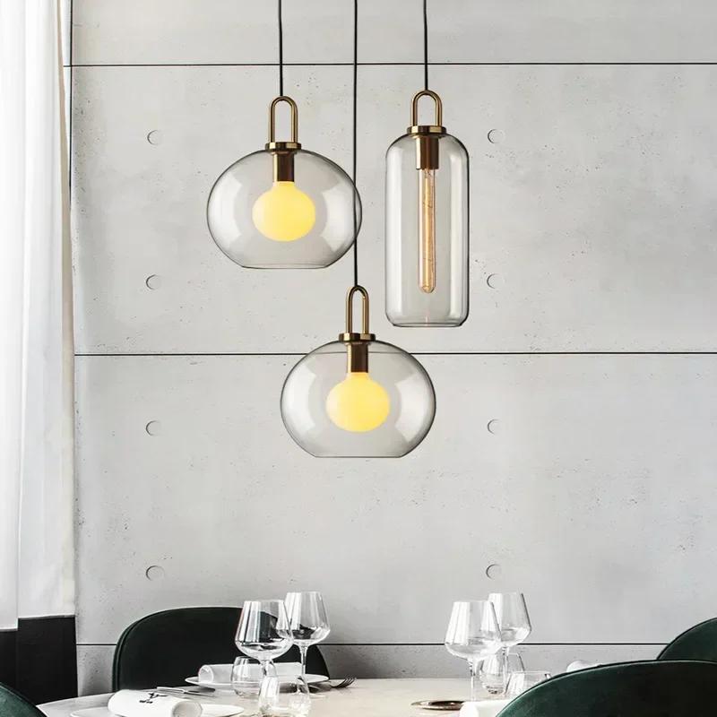 Modern Creative Glass Ball Pendant Light Nordic Home Decoration Restaurant Pendant Light Bedroom Bedside Lamp Lighting Fixture