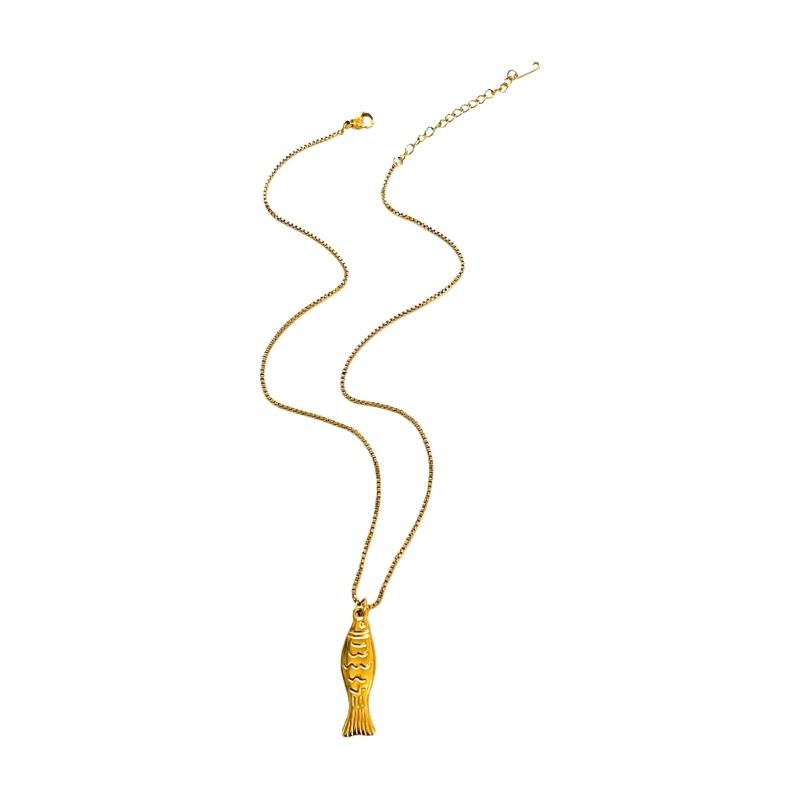Stylish Fish Charm Handmade Necklace Stainless Steel Everyday Jewelry Gift For Her Trendy Clavicle Chain