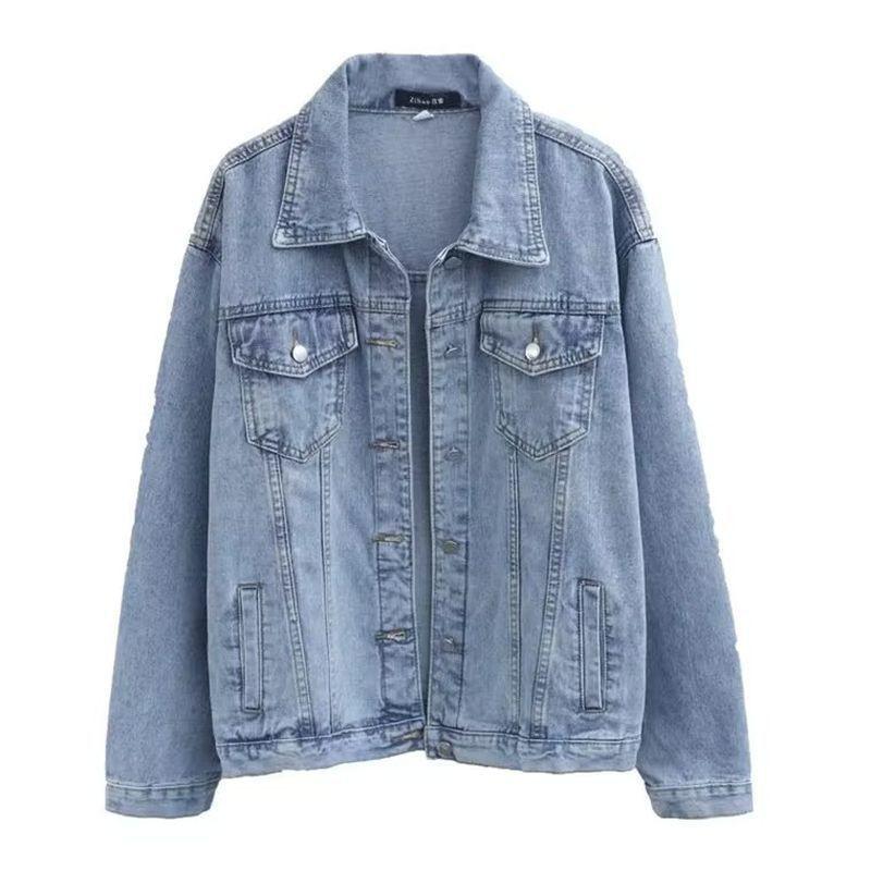 Womens Denim Jacket 2025 Loose Fit Oversized BF Style Casual Cotton Blend Cropped Petite