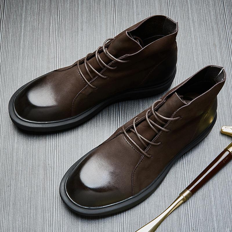 Martin Boots Men'S Medium-Top Retro British Boots Men'S Short Boots Low-Top Soft-Soled Leather Shoes Winter Tooling Boots Men'S