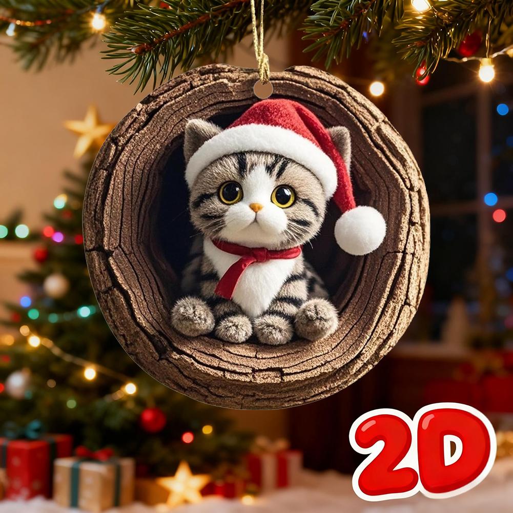 Cute Animal Christmas Ornament 2D Nimal Raccoon Owl Ornaments Car Bunny Decoration Squirrel Hedgehog Wildlife Bird Hanging E6U3