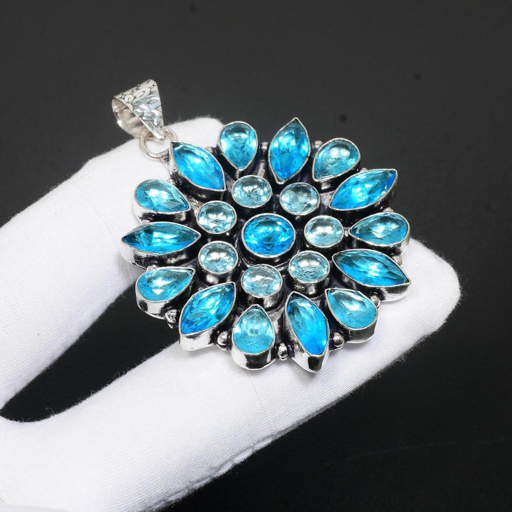Schwarzer Spinell Edelstein Handgemacht 925 Sterling Silber Schmuck Anhänger Schwarzer Spinell Blumen Design Anhänger Schwarzer Spinell Schmuck für Geschenke