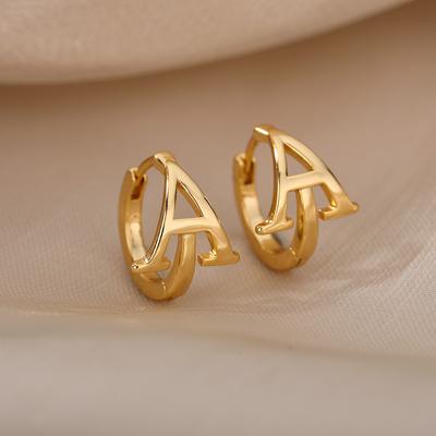 Initial Letter Stud Earrings For Women Stainless Steel Letter A-Z Piercing Earring Femme Korean Fashion Jewelry Gift