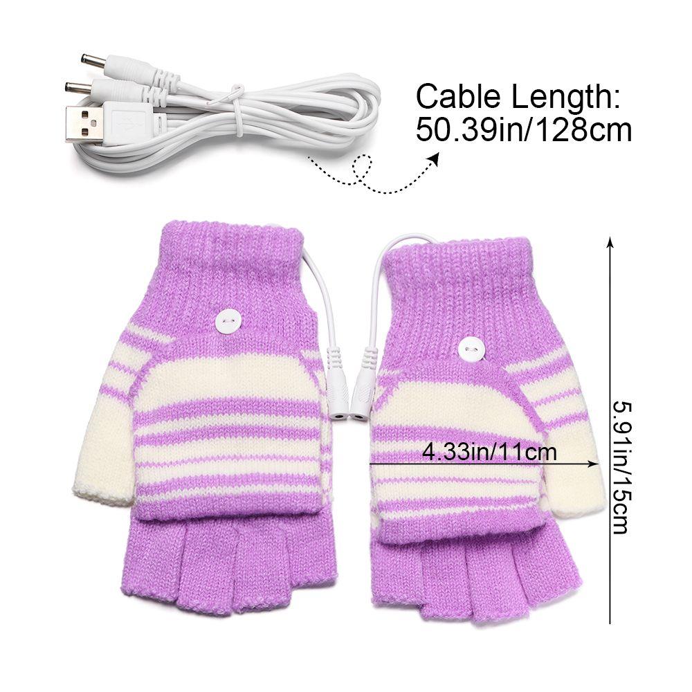 USB Winter Full&Half Finger Gloves Knitted Mitten Electric Heating Gloves Heated Gloves