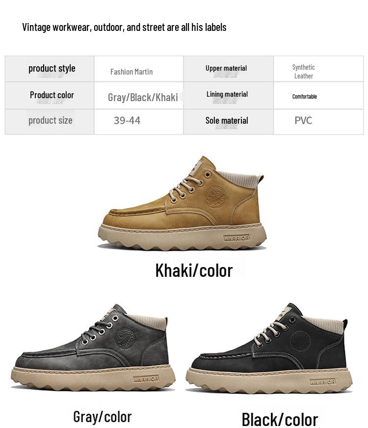 Warrior Men's Shanghai Martin Boots: Retro High-Top Skate Shoes, Aut/Winter British Workwear Style, 2025 Edition.