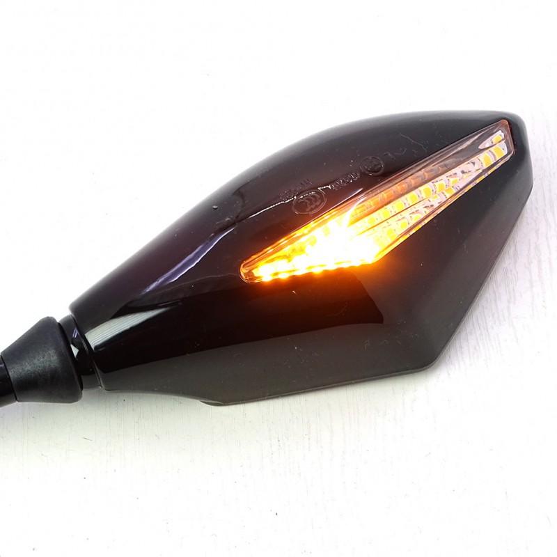Universal Motorcycle Rearview Mirror With LED Lights Square Lens ABS PP Housing Touring Riding