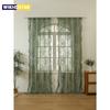 Cortinas de Renda Verdes 84 Polegadas de Comprimento Conjunto de 1 Painel, Boho Transparentes Florais Babado Escalopado, Par de Tratamento de Janela Shabby Chic Vintage