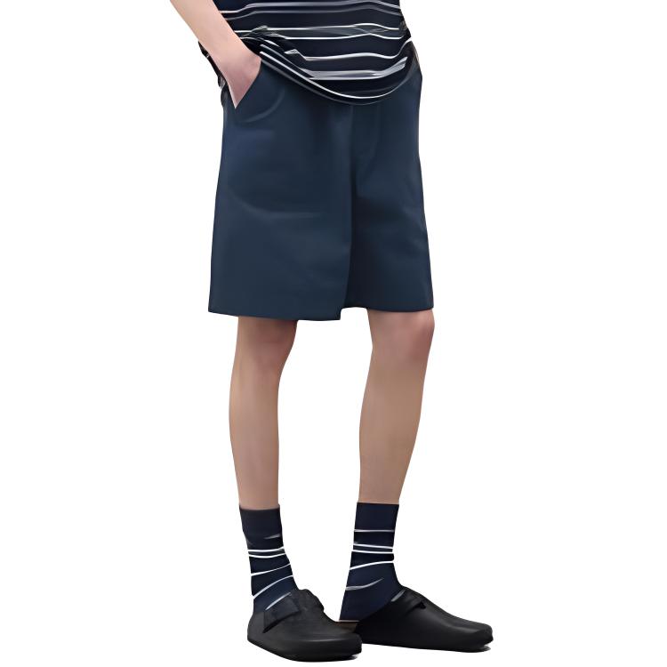 Uniqlo Collaborazione Jw Anderson SS24 Colore Unico Zip Minimalista Casual Pantaloncini Pantaloncini Uomo Blu Scuro 467050-68