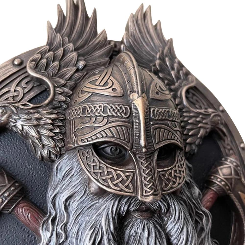 Vikingų Berserkerio Dviašmenis Kirvis Valhala Sienos Skulptūra Dervos Ornamentai Sodo Figūrėlė Namų Sienos Plokštė Dekoracija Kario Statula