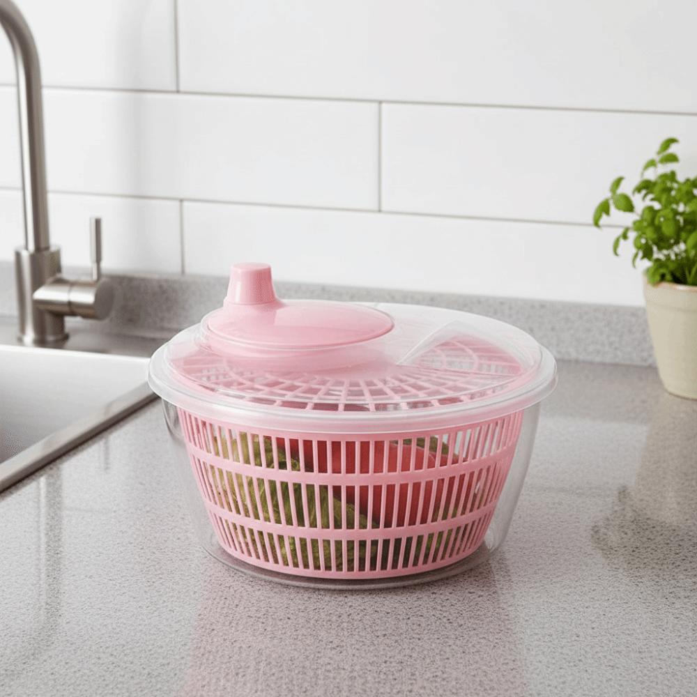 Large Capacity Manual Salad Spinner Plastic Spinning Drain Basket Vegetable Washing