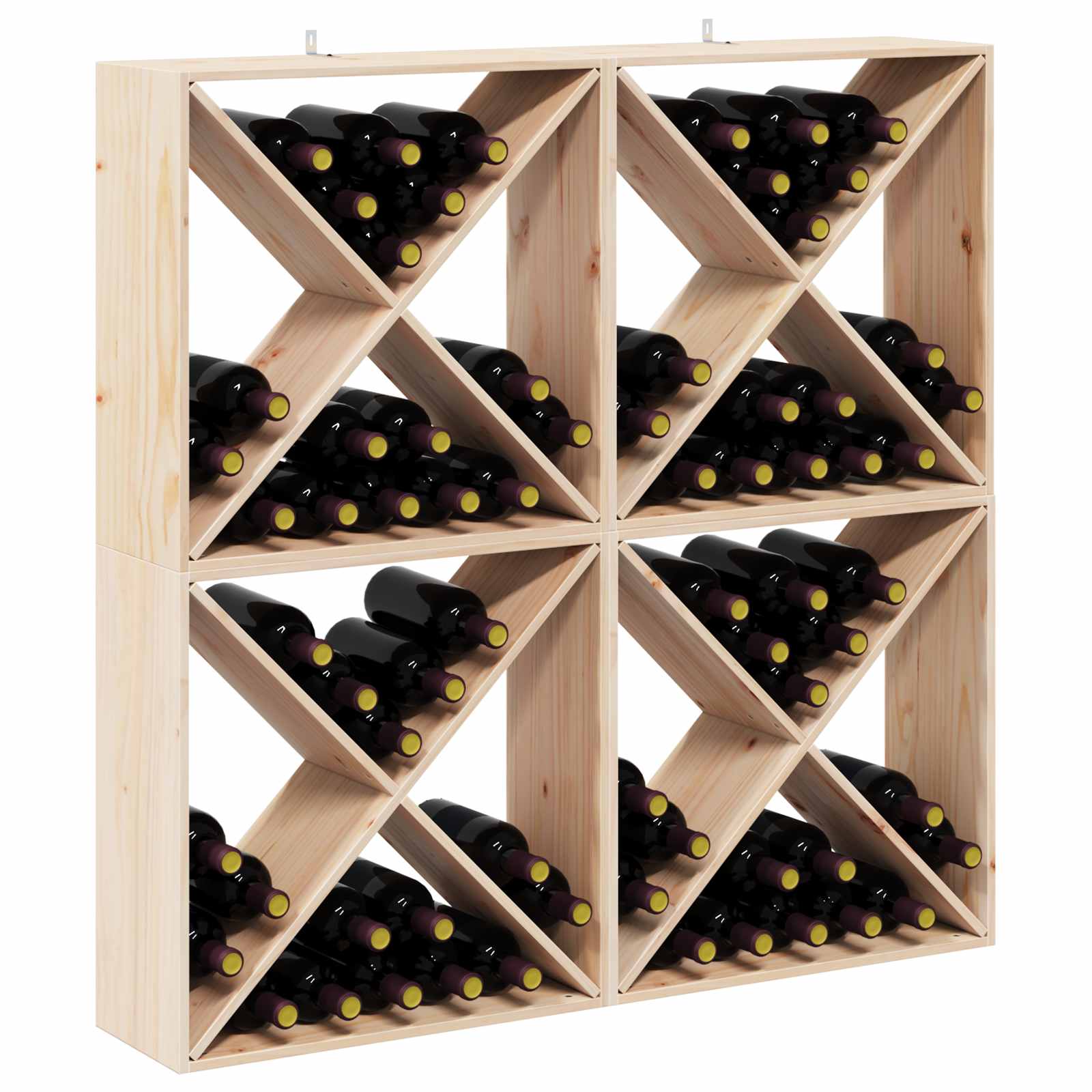 Weinregal Set 4 Stk. Natürliche Oberfläche 62 x 25 x 62 cm Massivholz Kiefer