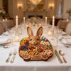 2026 Easter Bunny Rabbit-Shaped Wooden Charcuterie Board Cute Rabbit-Delhi Board with Compartments for Serving Snacks