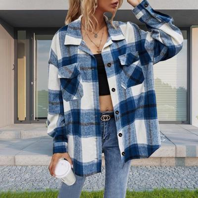 Autumn Women's Jacket Fashion Urban Style Loose Single Breasted Plaid Jacket