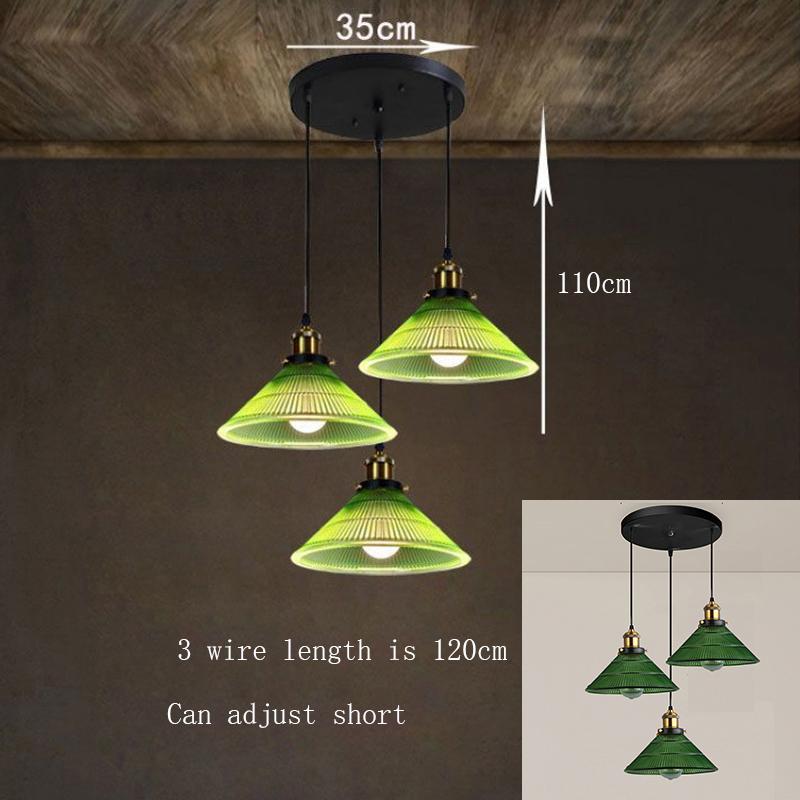 LED Vintage Glass Pendant Light Green Hanging Lamps Living Room Decor Luminaire Hall Bedroom Dining Room Chandelier Ceiling Lamp