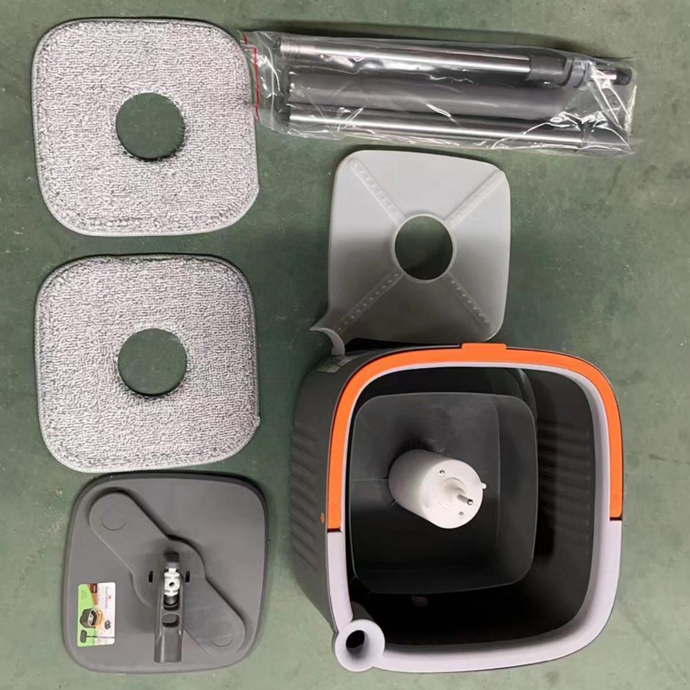 Spin Mop mit Eimer, 360 Grad drehbar, selbstwaschender quadratischer Mop, Trennsystem für sauberes/schmutziges Wasser, verstellbarer Griff, Reinigungswerkzeug