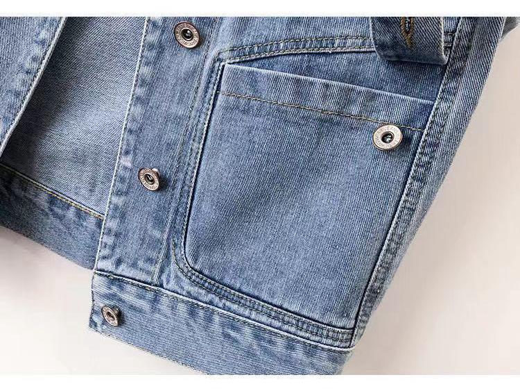 Damen Slim Denim Weste, Vielseitige Ärmellose Jacke mit Revers für Frühling/Herbst 2025