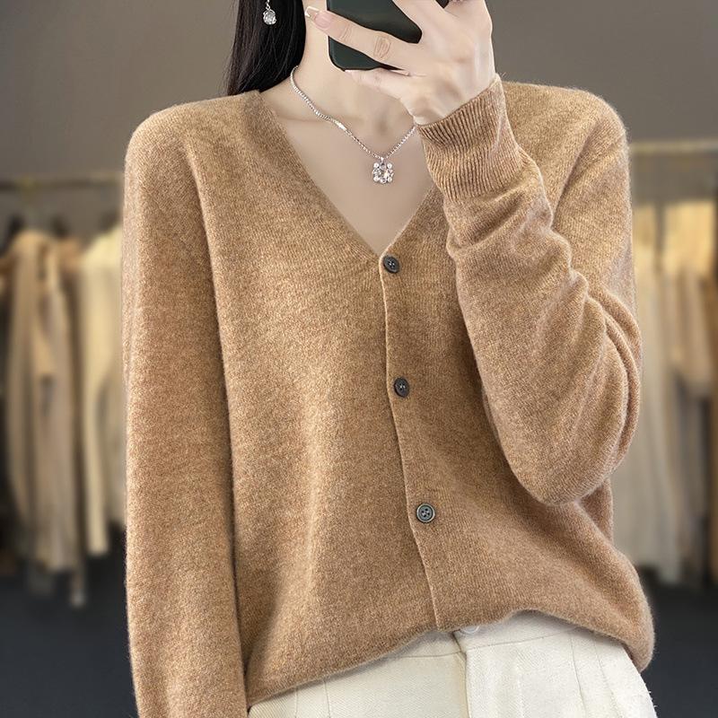 New V-neck Coat for Women In Autumn and Winter, Loose Knitted Sweater