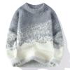Gradient Mink Wool Sweater - Round Neck, Warm Thick Knit, Trendy Loose Fit for Teens, Perfect for Autumn/Winter.