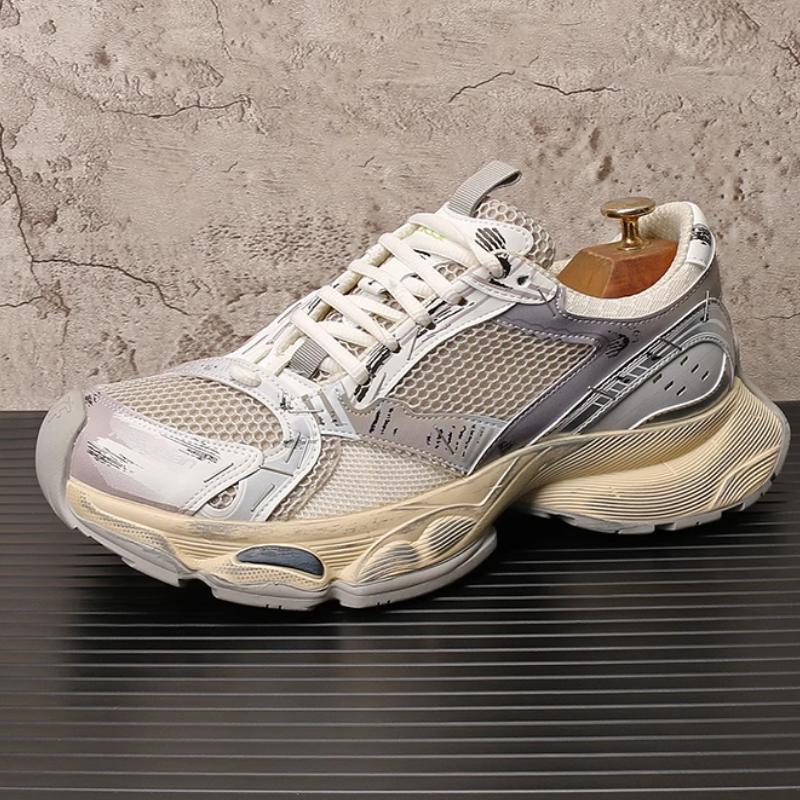 Fashion New Men's Stapler Shoes with Breathable Mesh, Designed Thick-soled, Height-increasing Sports and Casual Running Shoes B25