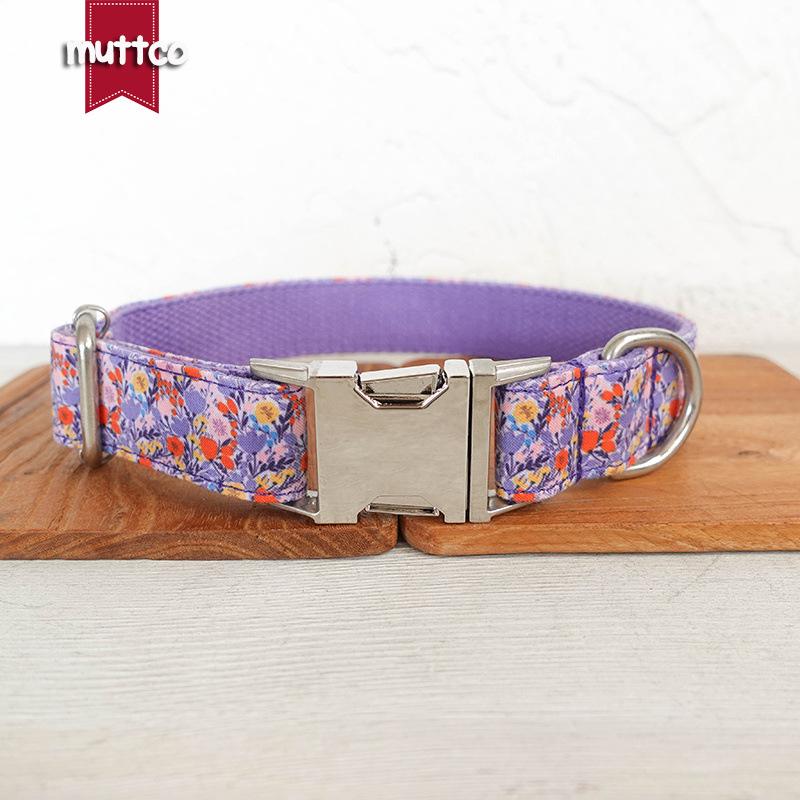 MUTTCO Purple Tulip Pet Collar - Comfortable & Wear-Resistant UDC-123 Large