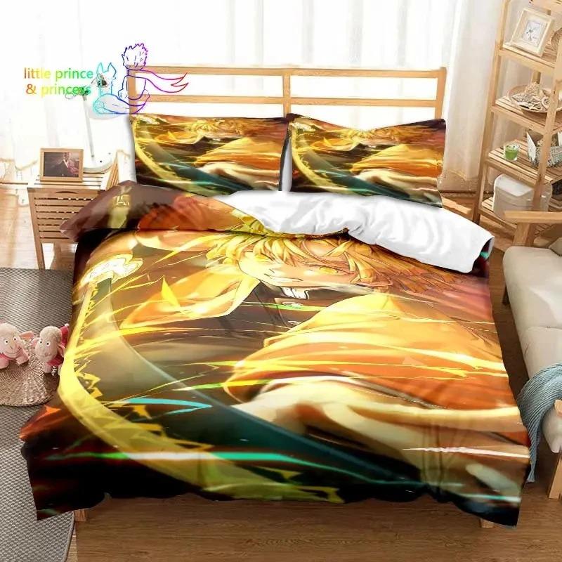 Agatsuma Zenitsu Anime Demon Slayer Bedding Set Single Twin Full Queen King Size Bed Set Aldult Kid Bedroom 3D Print