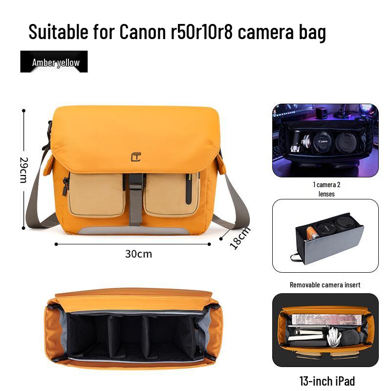 

TANGCOOL Мужская сумка-кроссбоди для DSLR-камеры большой вместимости - Модная наплечная сумка-мессенджер 14 inch янтарь
