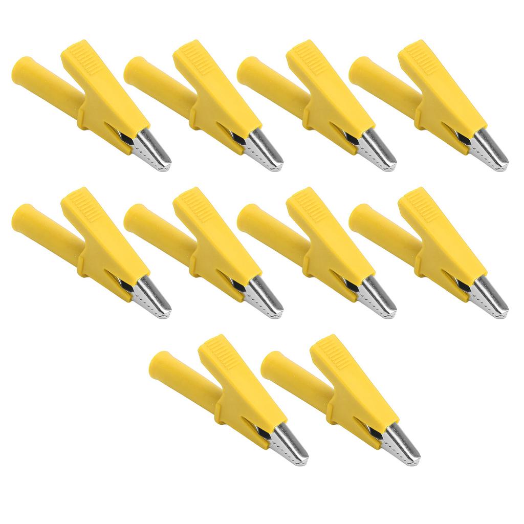 10Pcs Crocodile Clip Testing Clamp 10mm Opening 10A with 4mm Socket Accessory Set KitYellow
