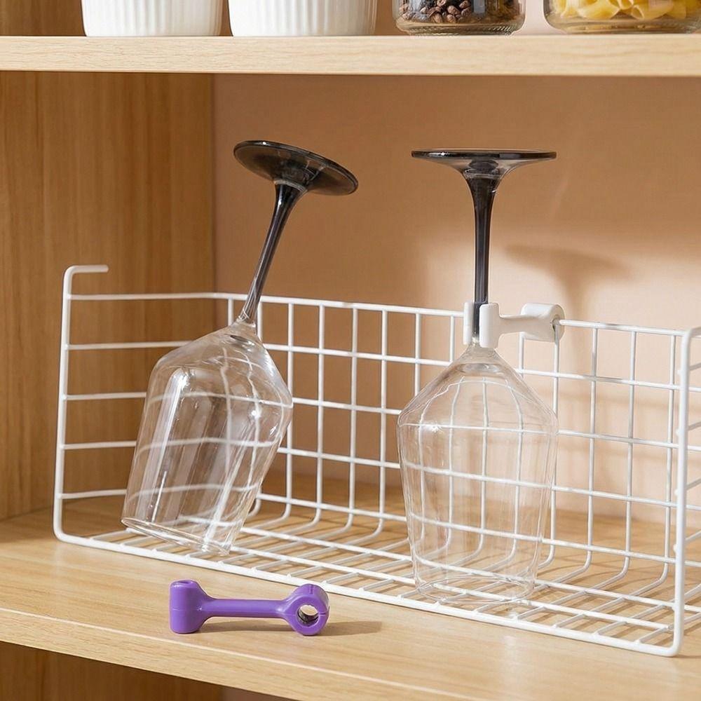 4 Pieces Hanging Kitchenware Flushing Fixing Clip Anti-Slip Wine Glass Clip  Under Cabinet