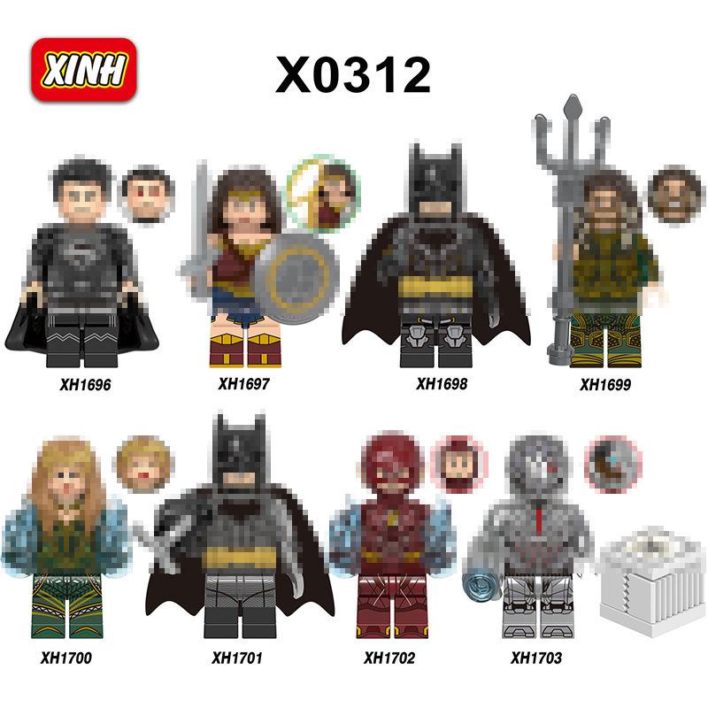 XinHong X0312 Super Hero Building Block Minifigures Set, 8-Pack Assembly Model Toy Bags X1696-1703