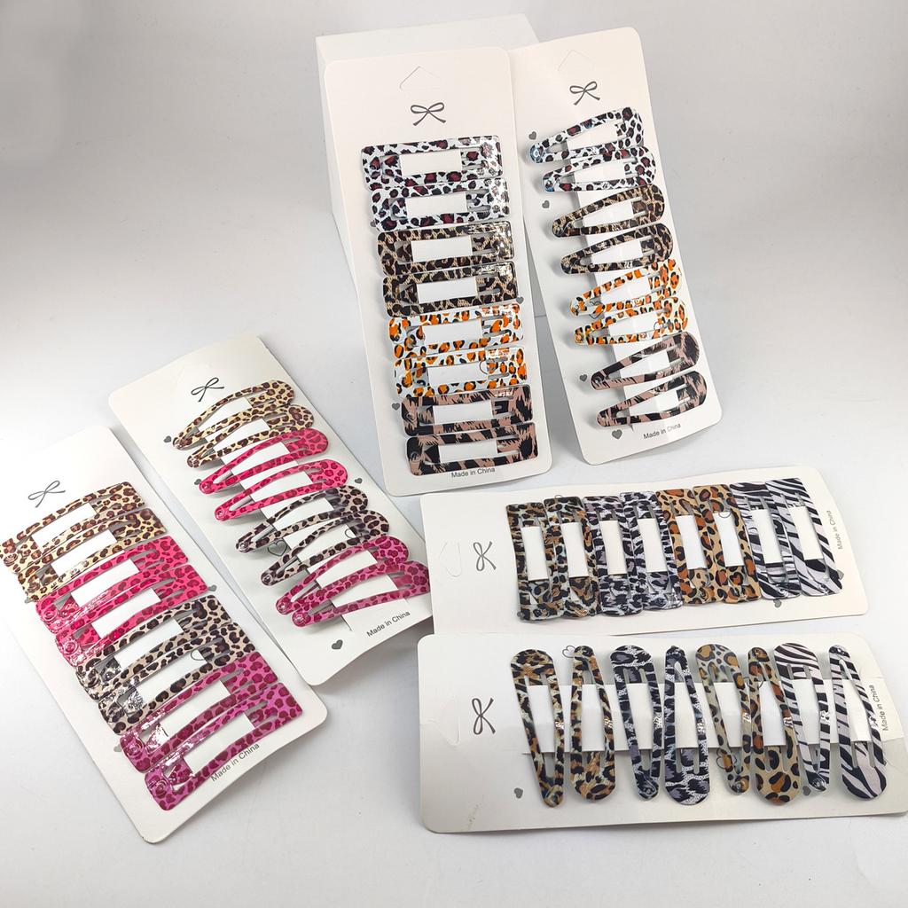 8pcs/set Leopard Print Hair Clips for Women Girls Vintage Geometric Drop BB Clips Bangs Hairpins Barrettes Hair Accessories