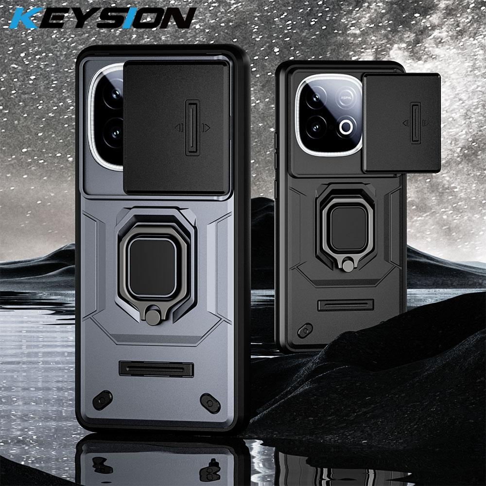 

KEYSION Shockproof Armor Case for for IQOO Z10 Turbo Pro 5G Slide Camera Protection Ring Stand Phone Cover for IQOO Z10 Turbo 5G for IQOO Z10 Turbo Pro фіолетовий