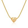 Plated Gold 18k Stainless Steel Heartshaped Alphabet Pendant Necklace For Women Fashionable And Versatile Snake Bone Lett Chain
