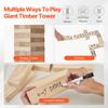 Tumbling Timber Toy, 54 Blocks Large Tumble Tower Blocks Game, Pine Wood Tumbling Tower Game with Carry Bag and Scoreboard, Wooden Stacking Game,