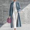 2026 Fall Winter Womens Velvet Long Coat Elegant Turn-down Collar Overknee Outerwear