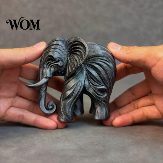 3D Printing Elephant Figurine Printed Figurine, One-Piece Molding, Cute Simulated Unique Artistic Sculpture Model, Desktop Ornament for Home,