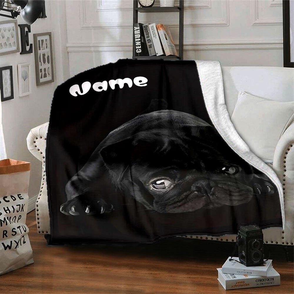 Black Pug Home Customize Your Name Blankets Soft Cozy Lightweight Versatile For All Seasons Perfect For Picnics Sofa Office Bed Living Room Ideal Gift