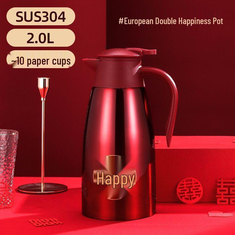 304 Stainless Steel Wedding Thermos Flask Set - Red Hot Water Bottle Gift Pair
