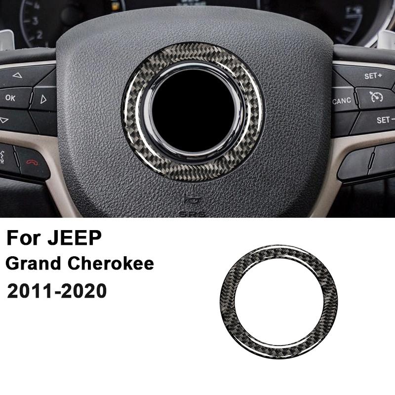 For JEEP Grand Cherokee 2011- Carbon Fiber Car Steering Wheel  Ring Frame Decoration Sticker Interior Accessories