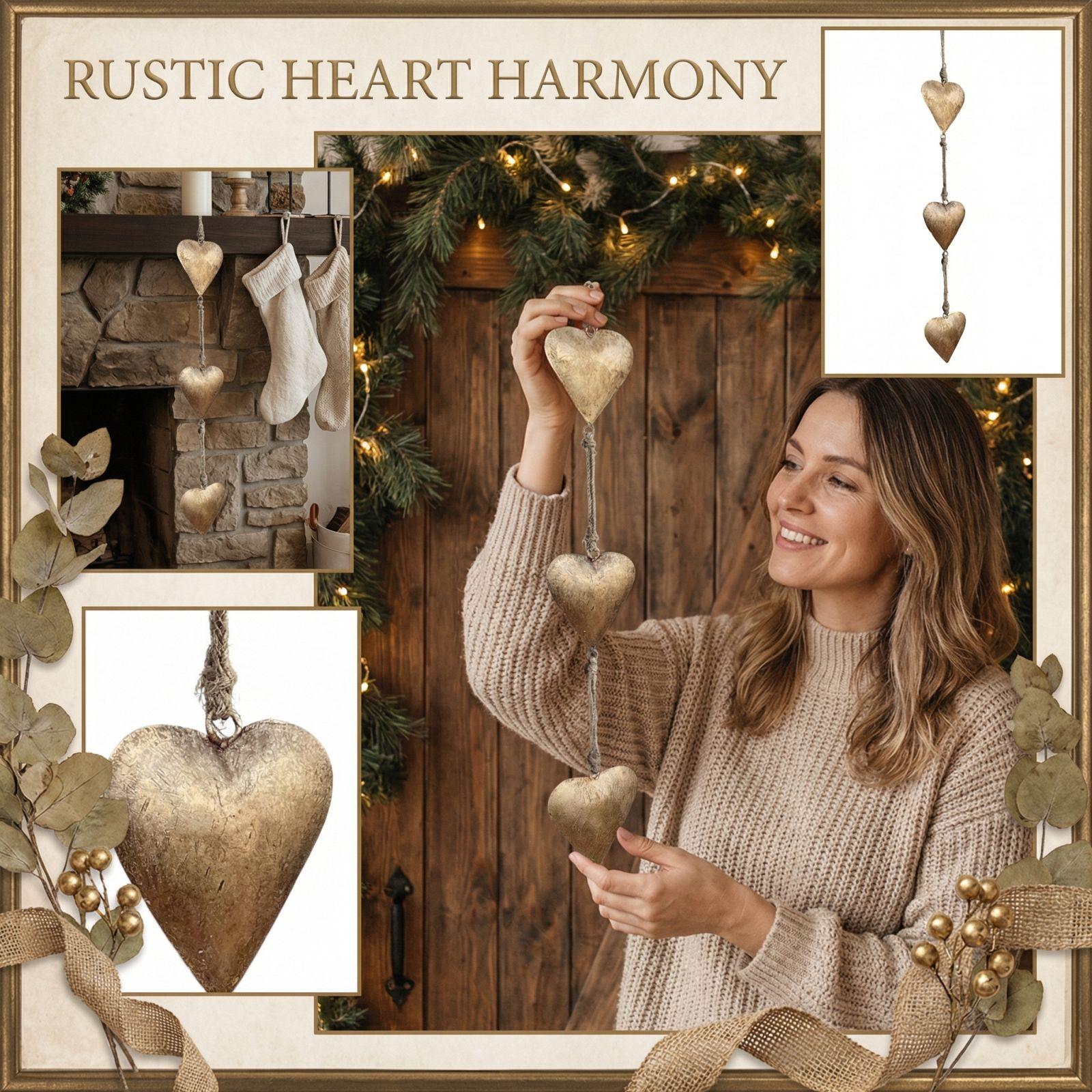 

Retro Metal Heart-Shaped Wall Hanging Heart-Shaped Bell one size золотий