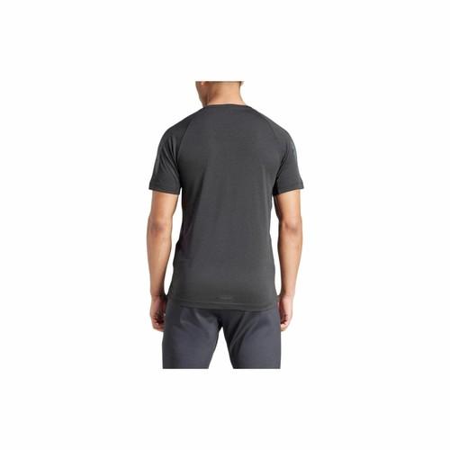 adidas Quick-Dry Sports Fitness Short-Sleeve T-Shirt for Men, Black/Dark Gray