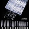 Nail Art Tips - 240-Piece Box, Long Denim, Ballet, Trapezoidal & Oval False Nails