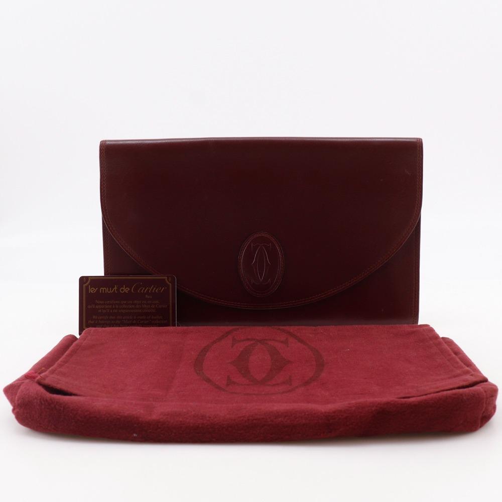CARTIER Must Line Clutch bag Bordeaux Calfskin Women Used